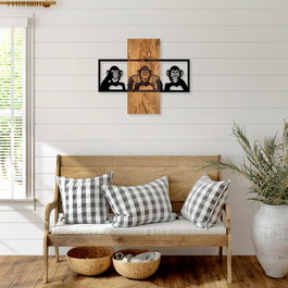 Wallity MA-300 Accesorio Decorativo de Pared de Madera y Metal Nogal y Negro